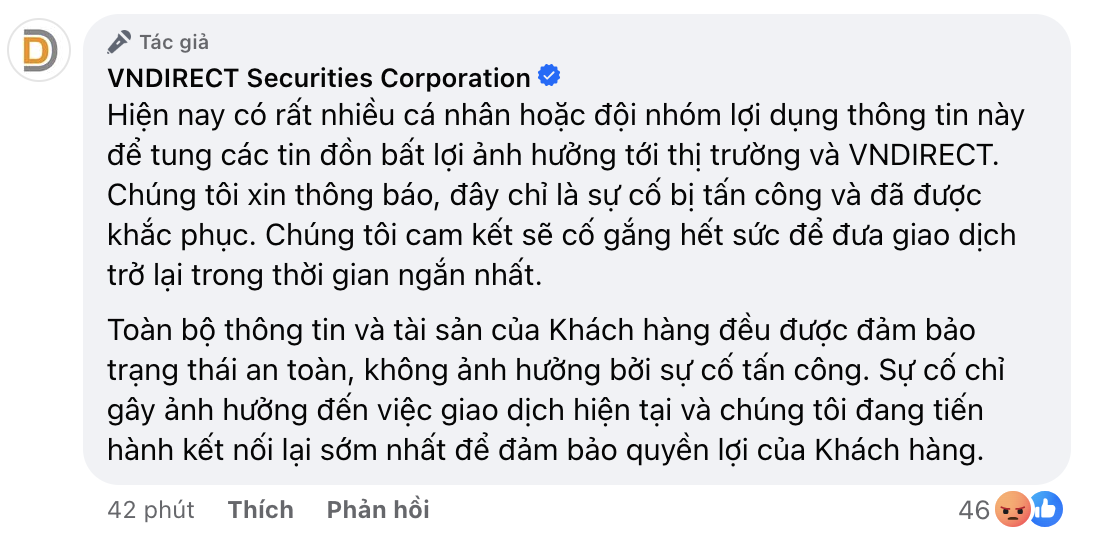 Hệ thống giao dịch VNDirect bị tấn công, nhà đầu tư lo lắng vì phải 'đứng ngoài cuộc chơi' 2