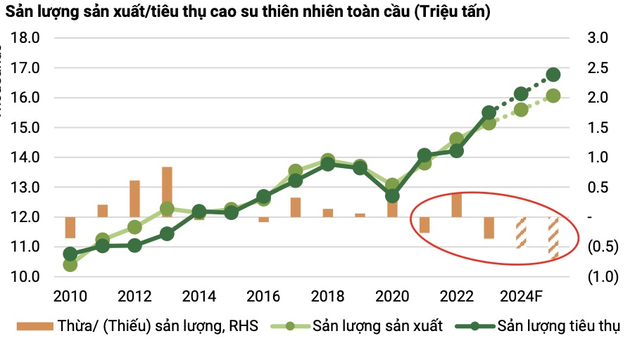 Thiếu hụt nguồn cung toàn cầu gia tăng, giá cao su dự báo có thể tăng thêm 20%