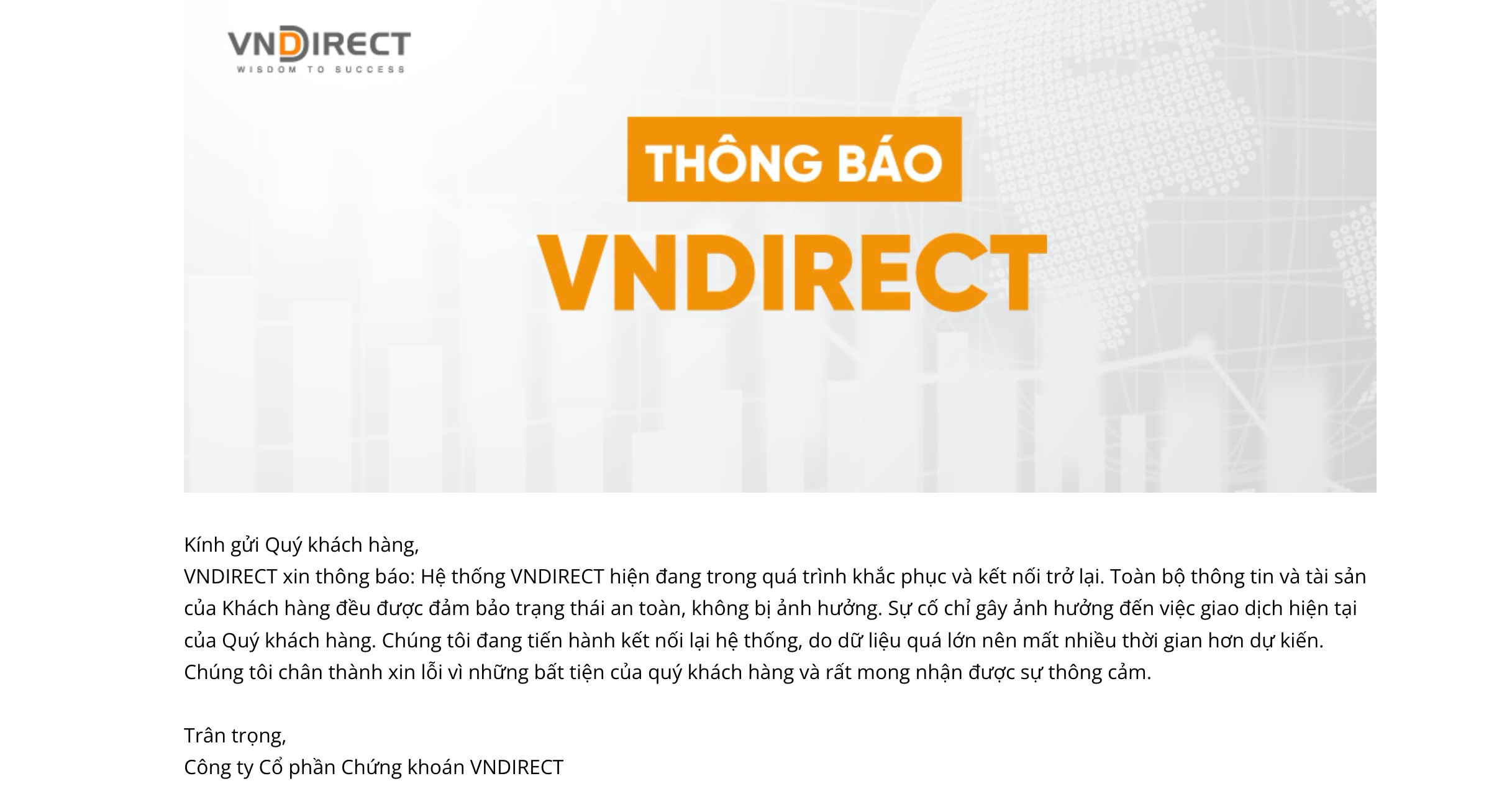 Bao giờ hệ thống Chứng khoán VNDirect VND hoạt động trở lại?