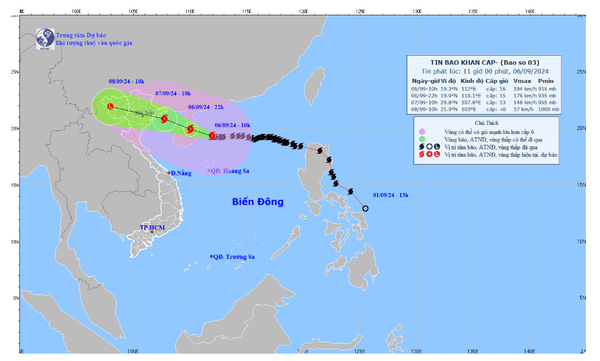 Siêu bão số 3 giật cấp 17, cách Quảng Ninh 570 km