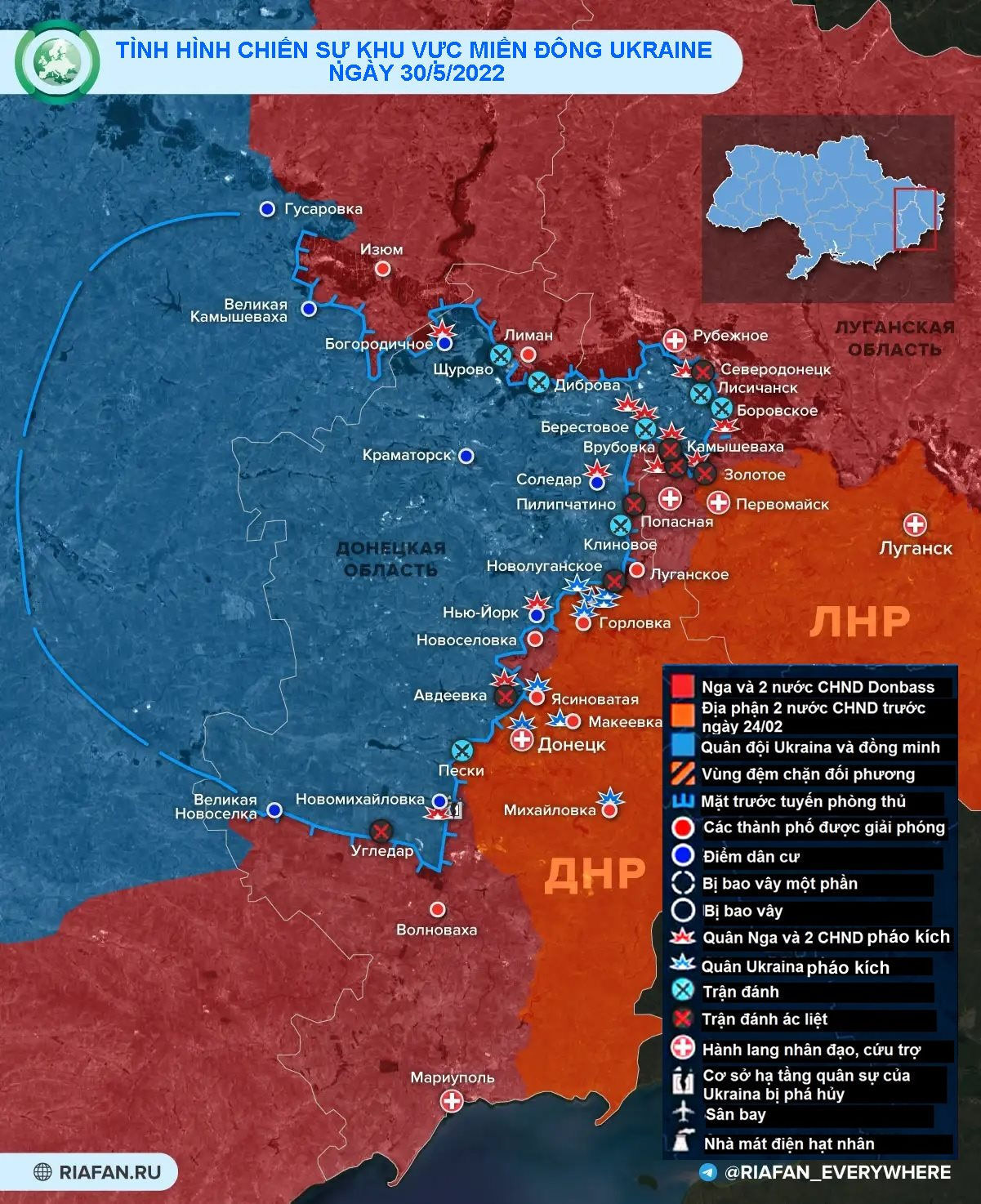 Quan doi Nga, dan quan Donbass tan cong vao thanh pho chien luoc Severodonetsk donbass30.jpg