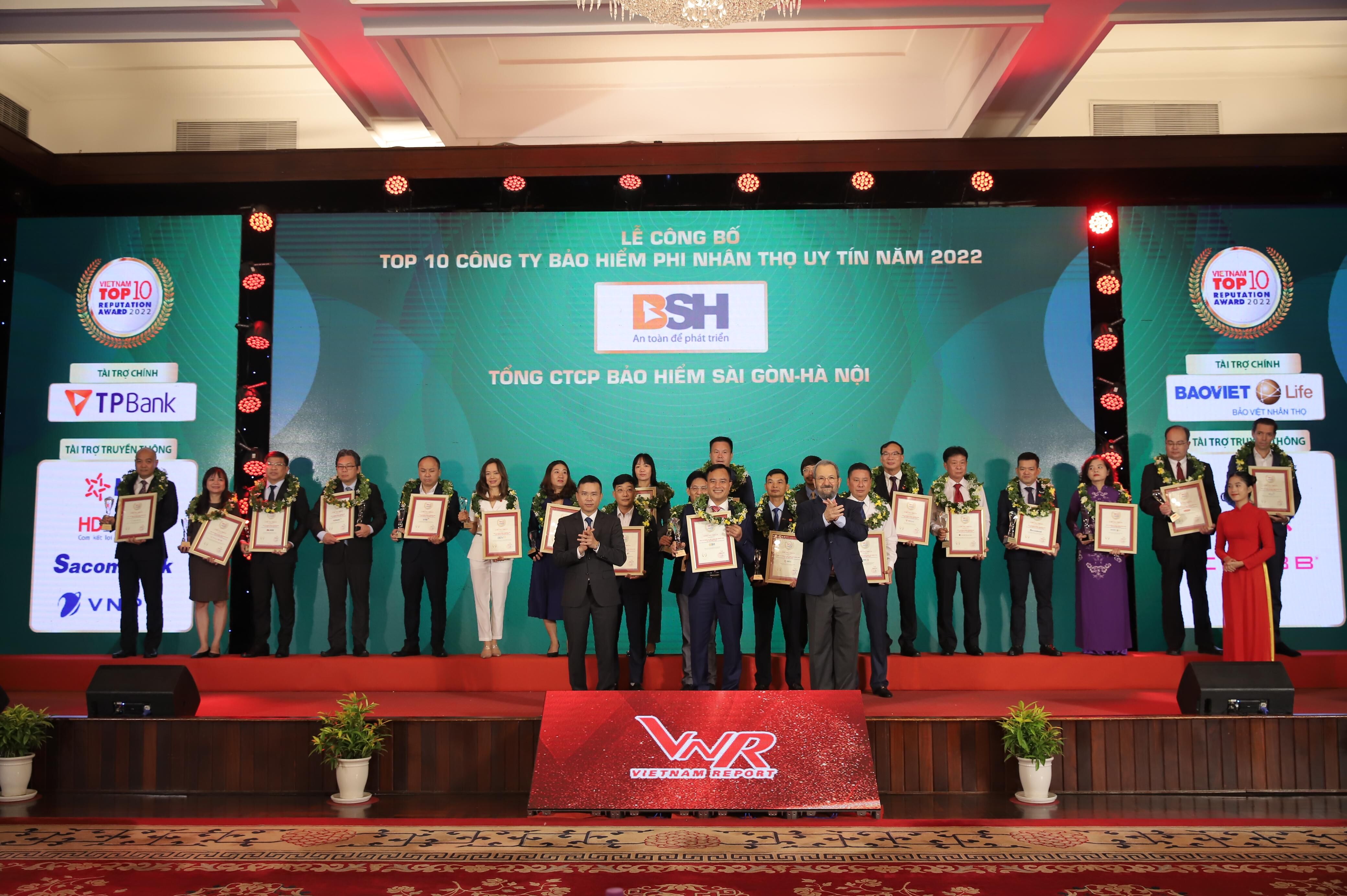 BSH lọt top 10 công ty Bảo hiểm Phi nhân thọ uy tín năm 2022