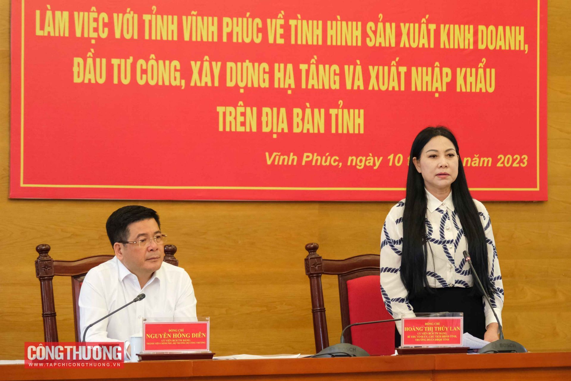Bà Hoàng Thị Thúy Lan - Bí thư Tỉnh ủy, Chủ tịch HĐND tỉnh Vĩnh Phúc cho biết địa phương đánh giá cao hoạt động làm việc của Chính phủ và Bộ trưởng Bộ Công Thương nhằm tháo gỡ các khó khăn, vướng mắc cho tỉnh Vĩnh Phúc