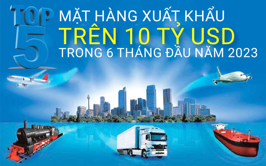 Top 5 mặt hàng xuất khẩu trên 10 tỷ USD trong 6 tháng đầu năm 2023