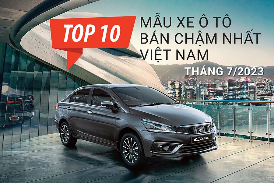 Top 10 xe ô tô bán chậm tháng 7/2023: Sự trở lại của Suzuki Ciaz