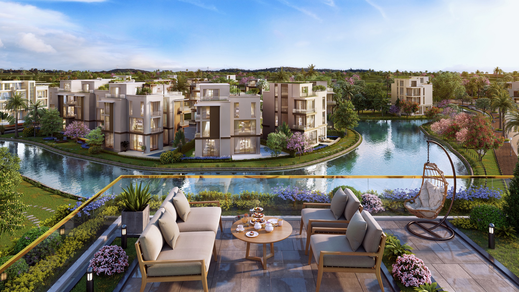 Một góc không gian phòng ngủ master tại biệt thự Pearl Island